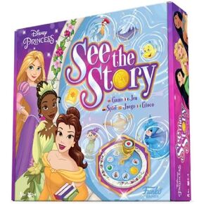 Funko Games Funko Signature - Disney Princess See The Story - لغات ENG/FR/DE/SP/IT - أميرات ديزني - لعبة لوحة إستراتيجية خفيفة للأطفال والكبار (من سن 10 سنوات فما فوق) - 2-4 لاعبين - فكرة هدية