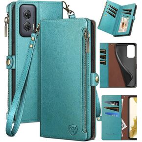 XcaseBar for Motorola Moto G Power 5G 2024 Wallet case with Zipper Credit Card Holder【RFID Blocking】,Flip Folio Book PU Leather Phone case Shockproof Cover Women Men for Power 5G 2024 case Purple