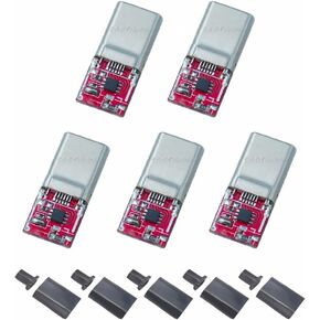 5PCS USB-C PD QC 5V 9V 12V 15V 20V DC Fixed Voltage Power Trigger Module 5A, for LED Light, CCTV Camera, BT Speaker, GPS, Webcam, Router, Power Interface Upgrade (USB Type-C Male output)
