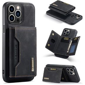 Compatible with iPhone 15 Pro Max（6.7''）， 2 in 1 Detachable Back Cover& Leather Wallet Phone Cases ，Wallet Case with Card Holder,Leather Pocket Phone Cases (Black)