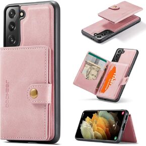 Hongxinyu HXY Case for Samsung Galaxy S22 Plus [Not for S22 or S22 Ultra], Detachable Magnetic Wallet Credit Card Slot Kickstand Cover Support Wireless Charging (Black)