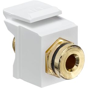 Leviton 40837-BWE QuickPort Banana Jack Adapter, Gold-Plated with Black Stripe, White