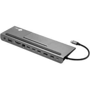 SIIG USB C MST Triple Monitor Docking Station for Windows Thunderbolt 3 Compatible [Single 4k, Dual 1080p, Triple 720p] 100W PD - HDMI/VGA/DP, Gigabit Ethernet, SD/TF, USB 3.0 and Audio JU-DK0E11-S1