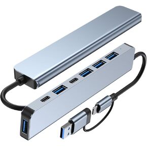 USB C Hub Multiport Adapter for Laptop - Sleek, Compact Design for Easy Travel and Work from Home, Expand USB Ports, Compatible with MacBook and Laptop, for Son, Wife, Friend, or Kid
