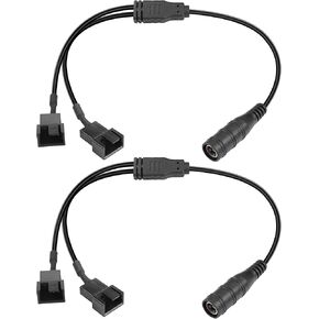 DC to 3/4 Pin PC Fan Y Splitter Cable YACSEJAO 2PCS DC 5.5mm x 2.1mm Female to 4 Pin/3 Pin PC Fan 1 to 2 Power Cable（11.8in/30cm）
