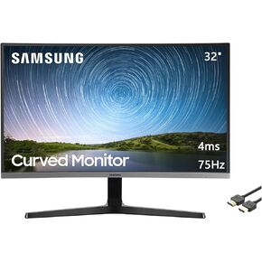 SAMSUNG 32" Class 1500R Curved Full HD (1,920 x 1,080) Monitor, 75Hz, 4ms, Ultra-slim, AMD FreeSync, 3 Sided Bezel Less Display, HDMI, Black, with MTC HDMI Cable