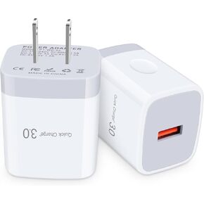 Quick Charge 3.0 USB Charger,2-Pack Fast Charging Wall Plug Adaptive Power Block Compatible iPhone 15 Pro Max 14 13 12 11,Samsung Galaxy A15 5G S24 Ultra S23 A14 A13 S21FE A53 A23 A03s,Pixel 8 Pro 7 6