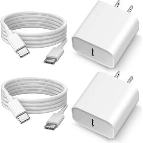 Phone 15 Charger USB C PD 3.0 25W Wall Charger Type C Charger Block iPad Pro Charger 2 Pack with 6FT 3A Cable for iPhone 15/15 Plus/15 Pro/15 Pro Max iPad 10/Pro Mini 6 Air4/5