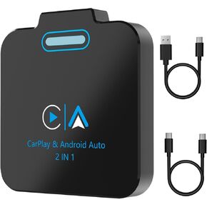 Android Auto Wireless Adapter, CarPlay Wireless Adapter, 2 in 1 Wireless CarPlay Adapter for iPhone Convert Wired to Wireless, Plug & Play for Factory Wired CarPlay Cars - Fit from 2016 and iOS 10+