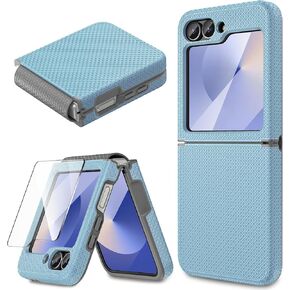 Maxdara for Z Flip 6 Case with Hinge Protection, Galaxy Z Flip 6 Case with 1 Pack Screen Protector Slim Cover Support Wireless Charging Shockproof Phone Case for Samsung Galaxy Z Flip 6- Black