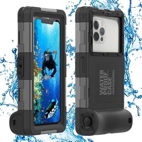 Waterproof Underwater Snorkeling Diving Phone Case for iPhone 15/14/13/12/11 Pro Max Mini Xr/X/Xs and Samsung Galaxy S24/S23/S22/S21 Ultra Plus Professional [15m/50ft] Photo Video Cover (SG Black)