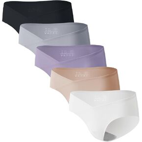 Angelhood 5 Pack Maternity Underwear Seamless, Pregnancy Underwear for Women, Healthy Pregnancy Panties Postpartum Underwear Maternity Under Bump XL Size