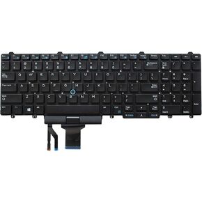 No Frame US Keyboard for Dell Latitude E5550 E5570 5550 5580 5590 5591 / Precision 3510 3520 7510 7520 7710 7720 Laptop with Pointer (Backlight)