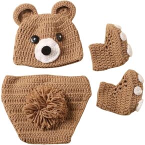 Newborn Photography Props Outfits Knitted Cute Bear Hat Romper Baby Photography Costume for Girl Boy Photoshoot Props