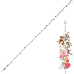 Stuffed Animal Hammock Corner, Plush Stuffed Animal Storage Rope with 10pcs Metal Clips Boho Stuffed Animal Chain Doll Holder Hanging Organizer for Hats, Socks, Toys, Photo Display