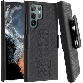 Fingic Compatible with Samsung Galaxy S22 Ultra Holster Case Combo Shell Slim Rugged Case with Kickstand Swivel Belt Clip Holster Shockproof Cover for Samsung Galaxy S22 Ultra 5G (6.8 inch) 2022,Black