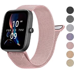 Wanme Metal Bands for Amazfit GTS 4 / GTS 4 Mini / GTS 3 / GTS 2 / GTS 2e / GTS 2 mini, 20mm Quick Release Stainless Steel Replacement Watch Strap for Amazfit Bip 3 Pro/Bip 3/Bip U Pro/Bip/Bip Lite/Bip S/Bip S lite/Bip U