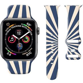 Sport Watch Band Compatible with Apple Watch Band 38mm 40mm 41mm Women, Soft Silicone Floral Print Sport Strap Replacement Wristbands for iWatch Series Ultra 9 8 7 6 5 4 3 2 1 SE