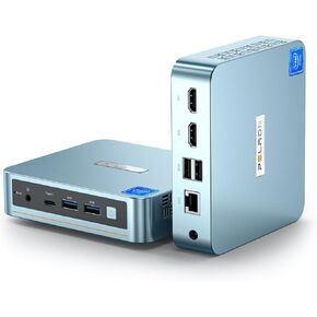 جهاز كمبيوتر صغير PELADN، Intel الجيل الثاني عشر Alder Lake- N100 (يصل إلى 3.4 جيجا هرتز)، ذاكرة الوصول العشوائي DDR4 سعة 16 جيجا بايت وسعة 512 جيجا بايت M.2 PCIe SSD، يدعم كمبيوتر سطح المكتب شاشة مزدوجة 4K/USB3.2/WiFi 4/BT4.2