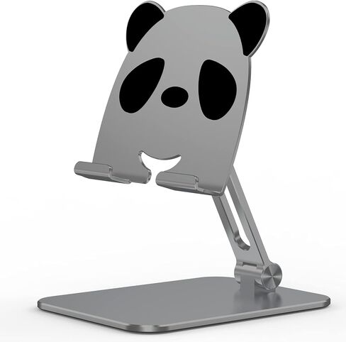 Otinlai iPad Stand iPad Holder Adjustable Height and Angle Tablet Stand Folding Tablet Holder Cell Phone Stand Aluminum, Suitable for Tablets and Cell Phones (Silver Panda Style) in Saudi Arabia