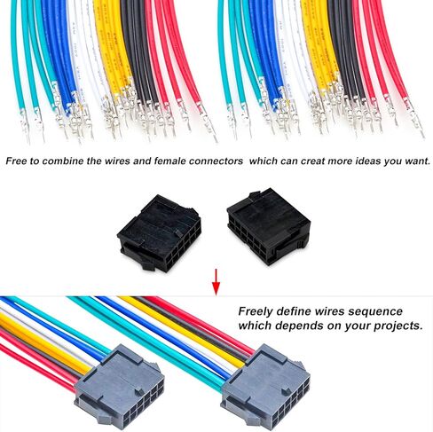 موصل Tcenofoxy MX Micro-Fit 3.0 مم مع كابلات مجعدة مسبقًا 22AWG، متوافق مع غطاء Molex 3.0 مم مزدوج الصف 2 * 1/2/3/4/5/6Pin (TC-MX3.0-Dual) in Saudi Arabia