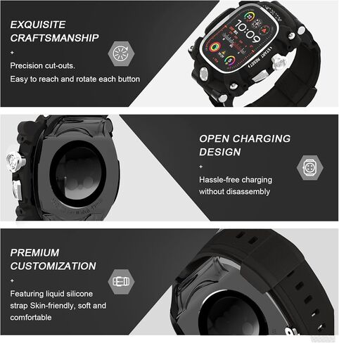 Watch Case for Apple Watch Ultra 1/2 49mm, Cool Men Sport Bands Rugged Case Silicon Strap for Watch Full Protective Cover, Novetly Designed for Apple Watch Case with Band Case Gifts for Men in Saudi Arabia