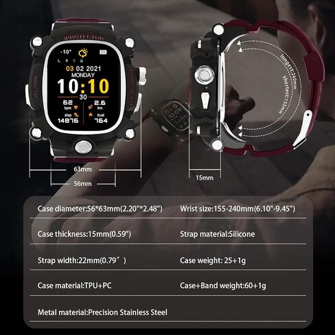 Watch Case for Apple Watch Ultra 1/2 49mm, Cool Men Sport Bands Rugged Case Silicon Strap for Watch Full Protective Cover, Novetly Designed for Apple Watch Case with Band Case Gifts for Men in Saudi Arabia