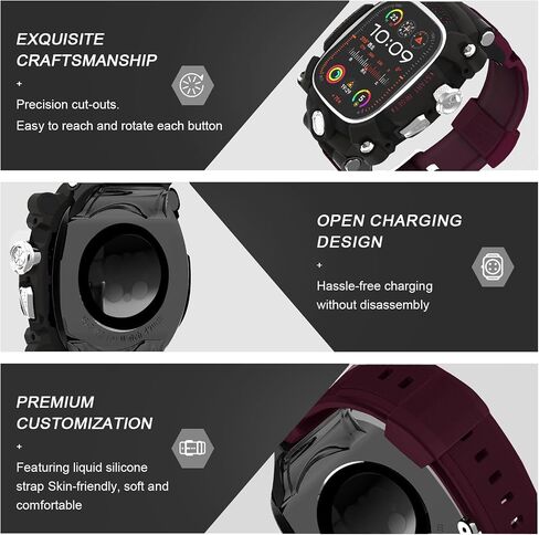 Watch Case for Apple Watch Ultra 1/2 49mm, Cool Men Sport Bands Rugged Case Silicon Strap for Watch Full Protective Cover, Novetly Designed for Apple Watch Case with Band Case Gifts for Men in Saudi Arabia