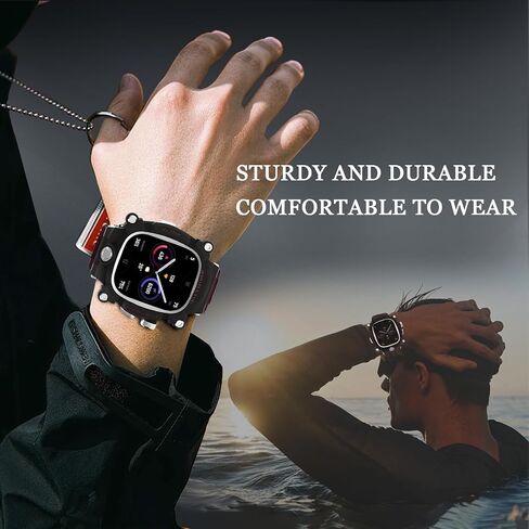 Watch Case for Apple Watch Ultra 1/2 49mm, Cool Men Sport Bands Rugged Case Silicon Strap for Watch Full Protective Cover, Novetly Designed for Apple Watch Case with Band Case Gifts for Men in Saudi Arabia