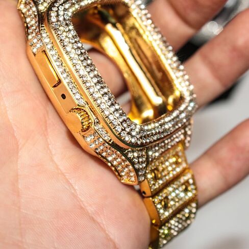 JOLOJO Diamond Band with Case Compatible for Apple Watch 44mm,45mm Women/Men Rhinestone Luxury Jewelry Bling Metal Strap Replacement for iWatch SE/SE 2 Series 8/7/6/5/4 in Saudi Arabia