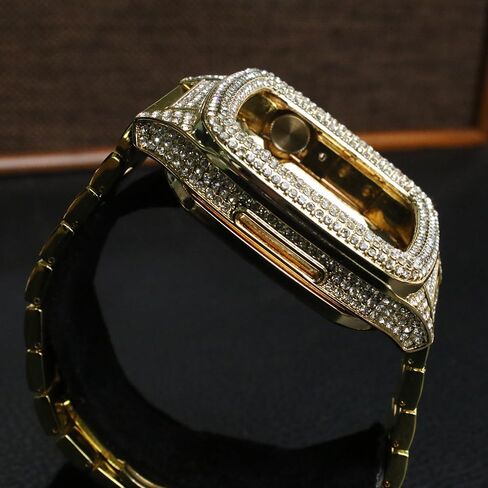 JOLOJO Diamond Band with Case Compatible for Apple Watch 44mm,45mm Women/Men Rhinestone Luxury Jewelry Bling Metal Strap Replacement for iWatch SE/SE 2 Series 8/7/6/5/4 in Saudi Arabia