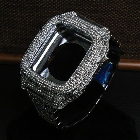 JOLOJO Diamond Band with Case Compatible for Apple Watch 44mm,45mm Women/Men Rhinestone Luxury Jewelry Bling Metal Strap Replacement for iWatch SE/SE 2 Series 8/7/6/5/4 in Saudi Arabia