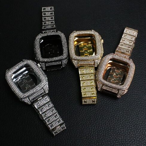 JOLOJO Diamond Band with Case Compatible for Apple Watch 44mm,45mm Women/Men Rhinestone Luxury Jewelry Bling Metal Strap Replacement for iWatch SE/SE 2 Series 8/7/6/5/4 in Saudi Arabia