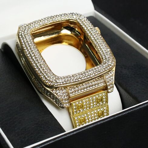 JOLOJO Diamond Band with Case Compatible for Apple Watch 44mm,45mm Women/Men Rhinestone Luxury Jewelry Bling Metal Strap Replacement for iWatch SE/SE 2 Series 8/7/6/5/4 in Saudi Arabia