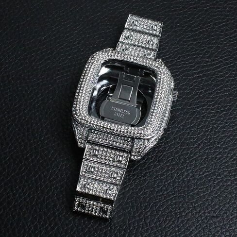 JOLOJO Diamond Band with Case Compatible for Apple Watch 44mm,45mm Women/Men Rhinestone Luxury Jewelry Bling Metal Strap Replacement for iWatch SE/SE 2 Series 8/7/6/5/4 in Saudi Arabia