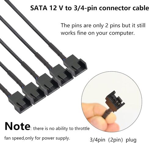 GELRHONR SATA cooler fan adapter cable，15 Pin SATA to 4 x 3 pin / 4 pin Fan Splitter Cable,15 Pin Male SATA to 3 Pin or 4 Pin Computer PC Case Fan Y Power Adapter Cable - 1.1Ft (Black- 1 to 4) in Saudi Arabia