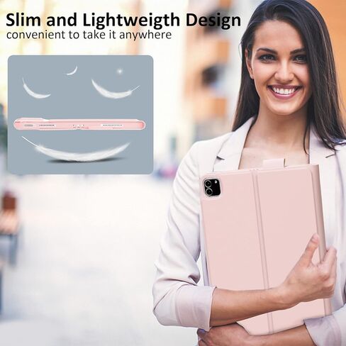 حافظة لوحة مفاتيح iPad رفيعة لجهاز iPad Pro 11 بوصة الجيل الثالث/الثاني/الأول iPad Air الجيل الرابع 10.9 حافظة ولوحة مفاتيح، حافظة حماية iPad مع لوحة مفاتيح لاسلكية iPad Smart Keyboard - حلقة قلم رصاص (وردي) in Kuwait