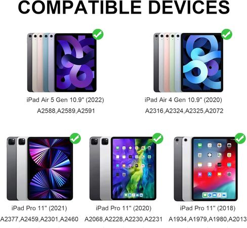 حافظة لوحة مفاتيح iPad رفيعة لجهاز iPad Pro 11 بوصة الجيل الثالث/الثاني/الأول iPad Air الجيل الرابع 10.9 حافظة ولوحة مفاتيح، حافظة حماية iPad مع لوحة مفاتيح لاسلكية iPad Smart Keyboard - حلقة قلم رصاص (وردي) in Kuwait