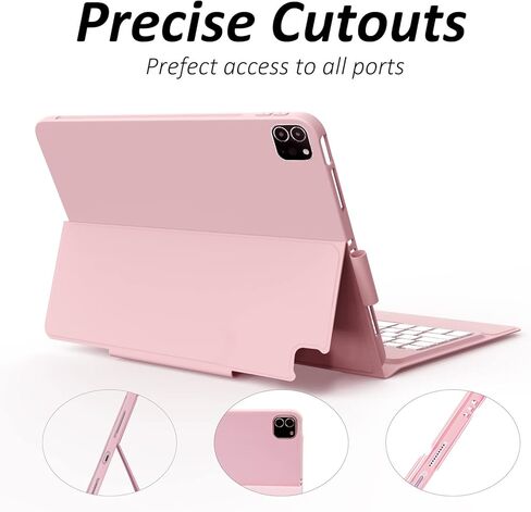 حافظة لوحة مفاتيح iPad رفيعة لجهاز iPad Pro 11 بوصة الجيل الثالث/الثاني/الأول iPad Air الجيل الرابع 10.9 حافظة ولوحة مفاتيح، حافظة حماية iPad مع لوحة مفاتيح لاسلكية iPad Smart Keyboard - حلقة قلم رصاص (وردي) in Kuwait