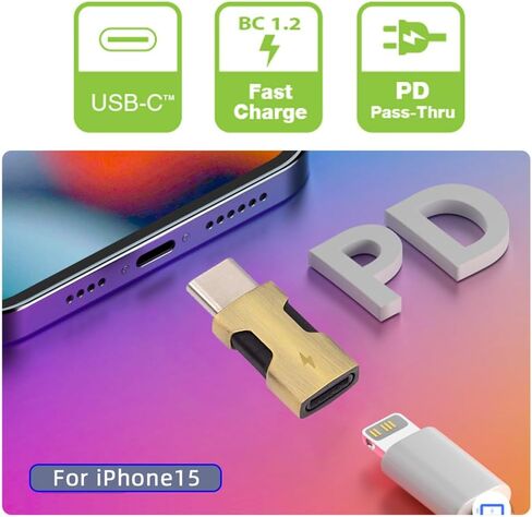 Cablecc 2pcs/Set 480Mbps USB-C Type C إلى 8P ذكر إلى أنثى محول بيانات الطاقة متوافق مع iPhone 15 وAndroid والكمبيوتر اللوحي in Kuwait