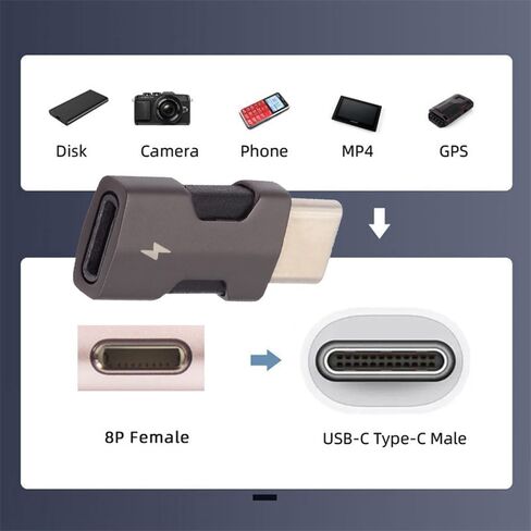 Cablecc 2pcs/Set 480Mbps USB-C Type C إلى 8P ذكر إلى أنثى محول بيانات الطاقة متوافق مع iPhone 15 وAndroid والكمبيوتر اللوحي in Kuwait