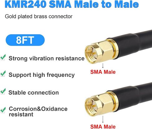 SMA Male to SMA Male Coaxial Cable 50 ohm KMR240 Coax Cable Ultra Low Loss Antenna Extension Cable with SMA Connector for 3G/4G/5G/LTE Network Equipment, GPS, RF Radio to Antenna (3FT) in Saudi Arabia