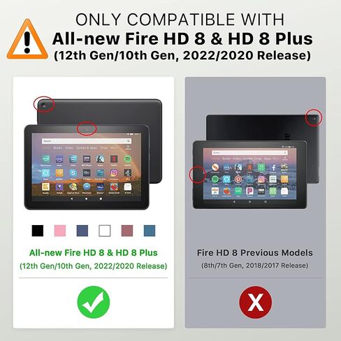Case for Amazon Fire HD 8 & 8 Plus Case (12th/10th 2022/2020 Release),Fire 8 Cover, Premium PU Leather Stand Cover with Smart Auto Wake/Sleep - Green Tress in Saudi Arabia