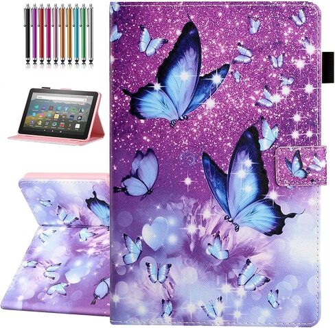 Case for Amazon Fire HD 8 & 8 Plus Case (12th/10th 2022/2020 Release),Fire 8 Cover, Premium PU Leather Stand Cover with Smart Auto Wake/Sleep - Green Tress in Saudi Arabia