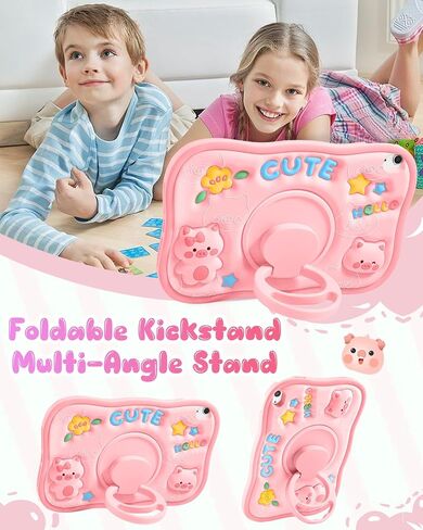 for iPad 10th Generation Case 10.9 Inch - Cute Girls Kawaii Women Girly with 360 Degree Rotating Handle Pig Pretty Silicone Cover 3D Design for Apple for iPad 10th Gen Cases in Saudi Arabia