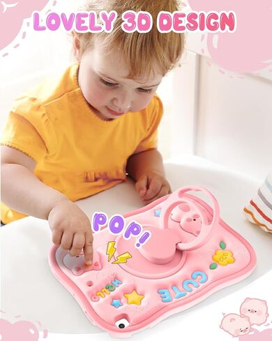 for iPad 10th Generation Case 10.9 Inch - Cute Girls Kawaii Women Girly with 360 Degree Rotating Handle Pig Pretty Silicone Cover 3D Design for Apple for iPad 10th Gen Cases in Saudi Arabia