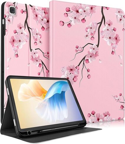 حافظة لهاتف سامسونج جالاكسي تاب A7 مقاس 10.4 بوصة للنساء والفتيات غطاء فوليو لطيف مع حامل قلم رصاص تصميم عصري على شكل زهرة Kawaii جرلي حافظة تابلت جميلة لهاتف سامسونج تاب A7 2022/2020 in Kuwait