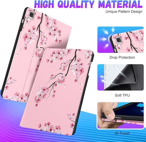 حافظة لهاتف سامسونج جالاكسي تاب A7 مقاس 10.4 بوصة للنساء والفتيات غطاء فوليو لطيف مع حامل قلم رصاص تصميم عصري على شكل زهرة Kawaii جرلي حافظة تابلت جميلة لهاتف سامسونج تاب A7 2022/2020 in Kuwait