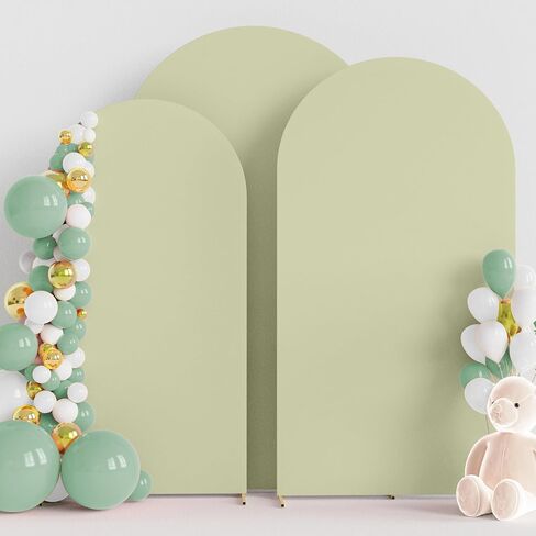 Arch Backdrop Cover Sage Green Arch Cover Strethy Backdrop Set of 3 | 7.2FT,6.6FT,6FT Spandex Fitted Balloon Arch Cover Round Top Chiara Backdrop Cover for Wedding Birthday Party Banquet Decor in Saudi Arabia