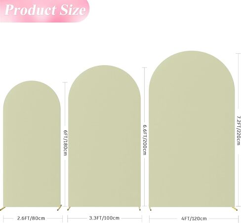 Arch Backdrop Cover Sage Green Arch Cover Strethy Backdrop Set of 3 | 7.2FT,6.6FT,6FT Spandex Fitted Balloon Arch Cover Round Top Chiara Backdrop Cover for Wedding Birthday Party Banquet Decor in Saudi Arabia